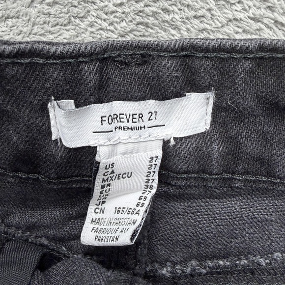 Forever 21 Shorts Womens 27 Black‎ Daisy Floral Embroidered Denim Cutoff Raw Hem - Picture 6 of 8